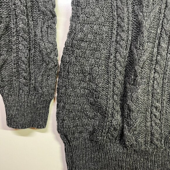 Inis Crafts Men's L 100% Merino Wool Thick Knit Sweater Grey Snowflake - Picture 6 of 7